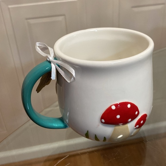 Mug Lang By Design Flowers & Mushrooms 16 oz Colorful Hand Painted Embossed - Picture 4 of 5